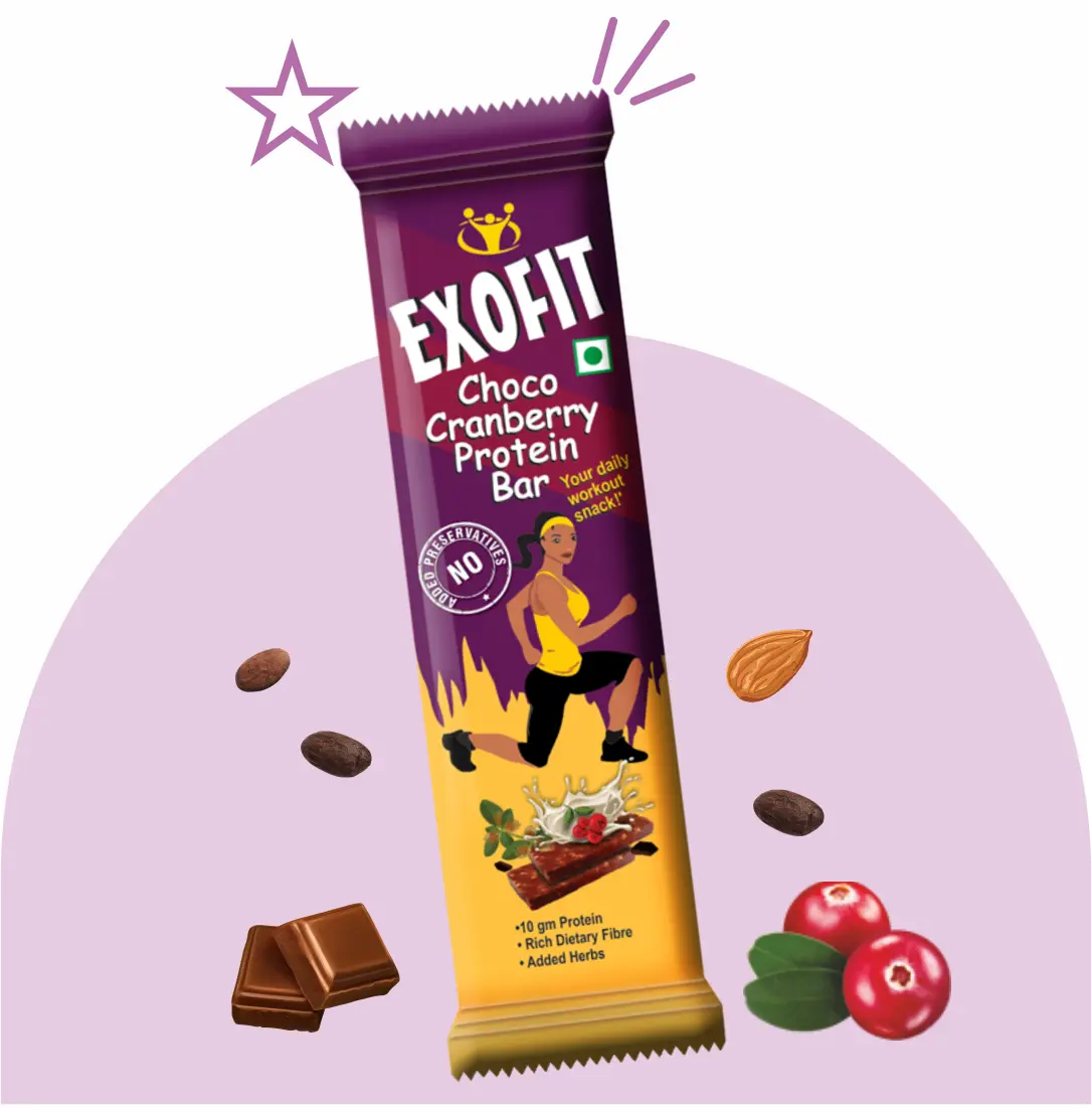 Exofit Choco Cranberry Protein Bar-35g (Pack of 4 Bar)