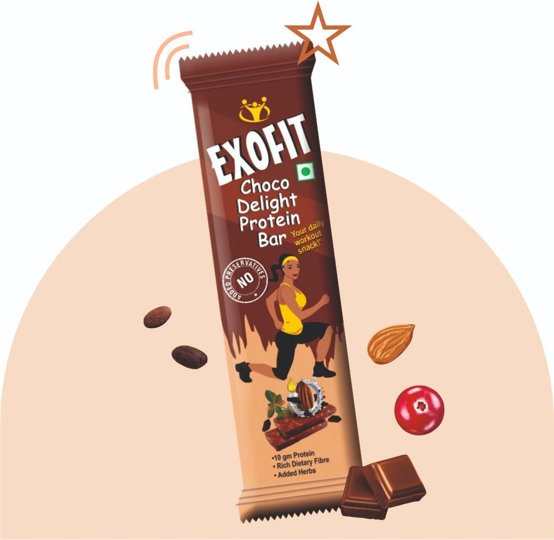 EXOFIT Choco Delight Protein Bar-35g (Pack of 4 Bar)