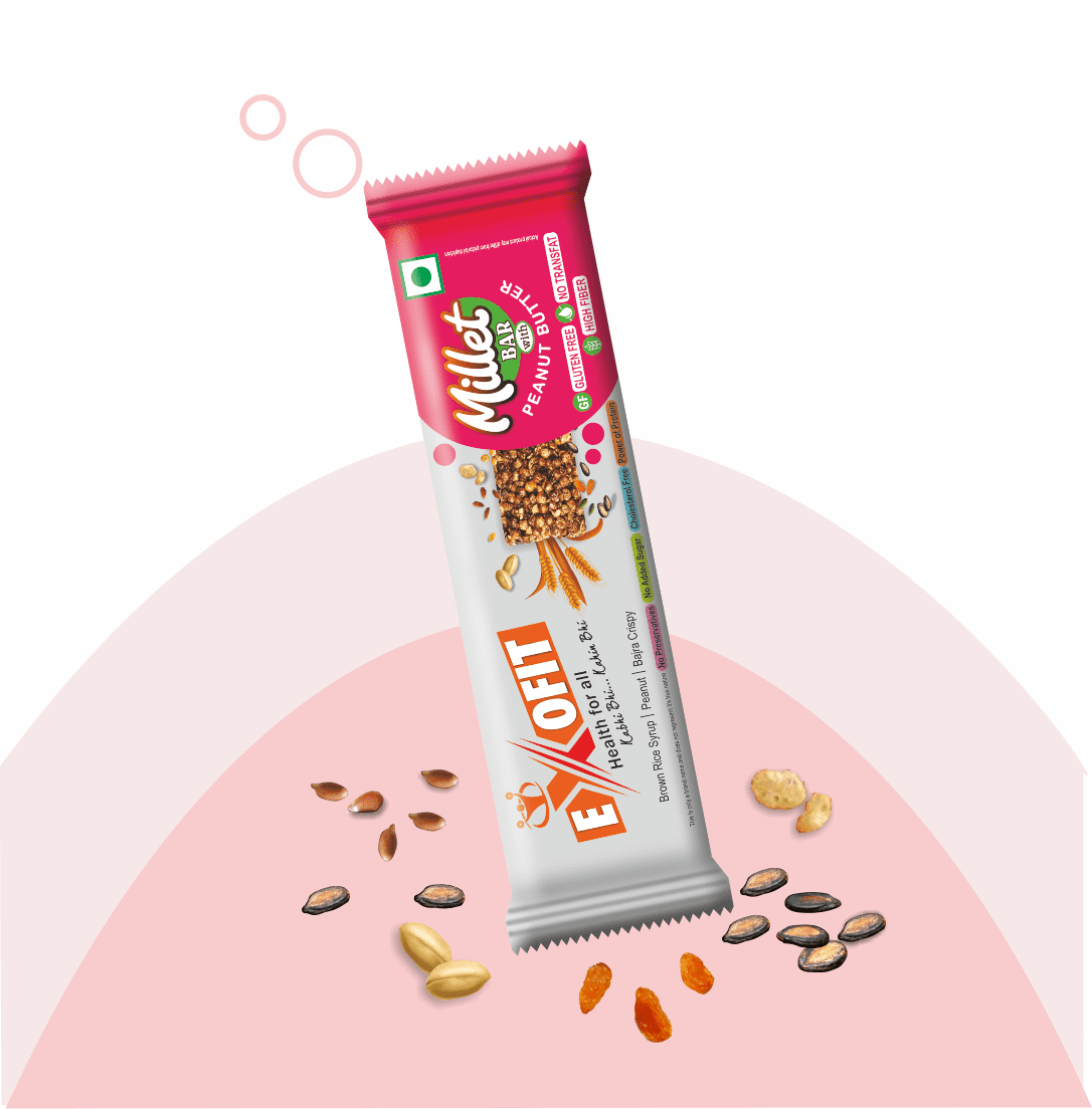 Exofit Millet Bar Peanut Butter-35g (Pack of 6 Bars)