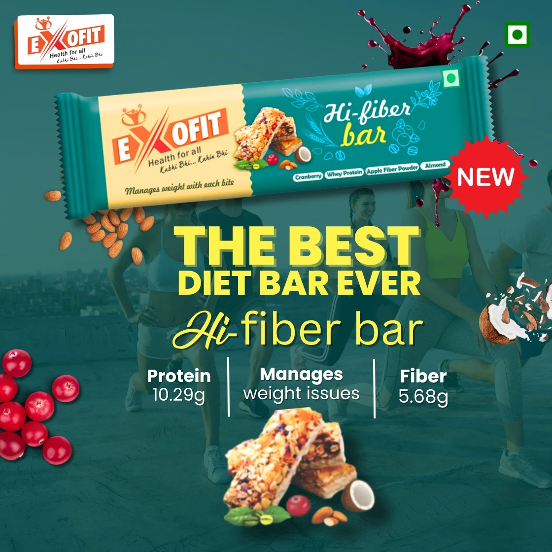 25% of Indian adults are Overweight (NFHS 5)! – With Exofit Hi-Fiber Bar You Can Reduce the Risk of Obesity